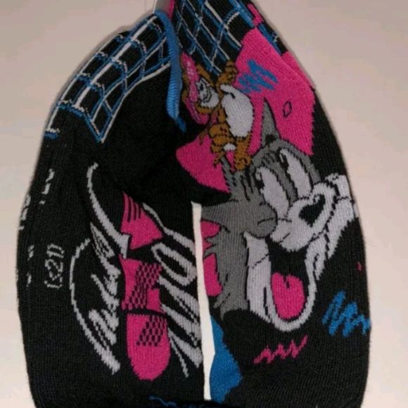 Nwt Tom and Jerry socks black hot pink blue cartoon fun socks unisex - Picture 6 of 8